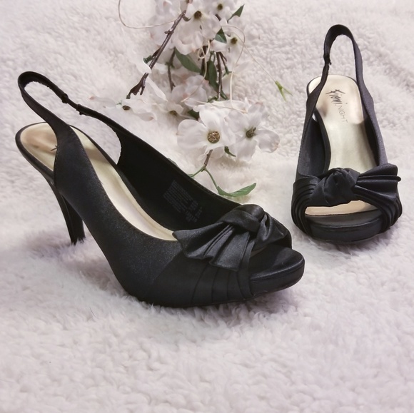 FIONI Clothing Shoes - Fioni Night Silky Peep Toe Black Dress Heels